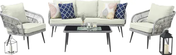 Outdoor Eashley Cream 4 Pc Conversation Set