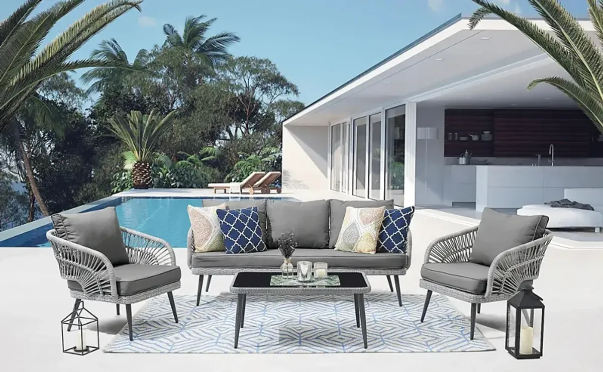 Outdoor Eashley Gray 4 Pc Conversation Set