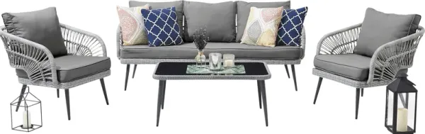 Outdoor Eashley Gray 4 Pc Conversation Set