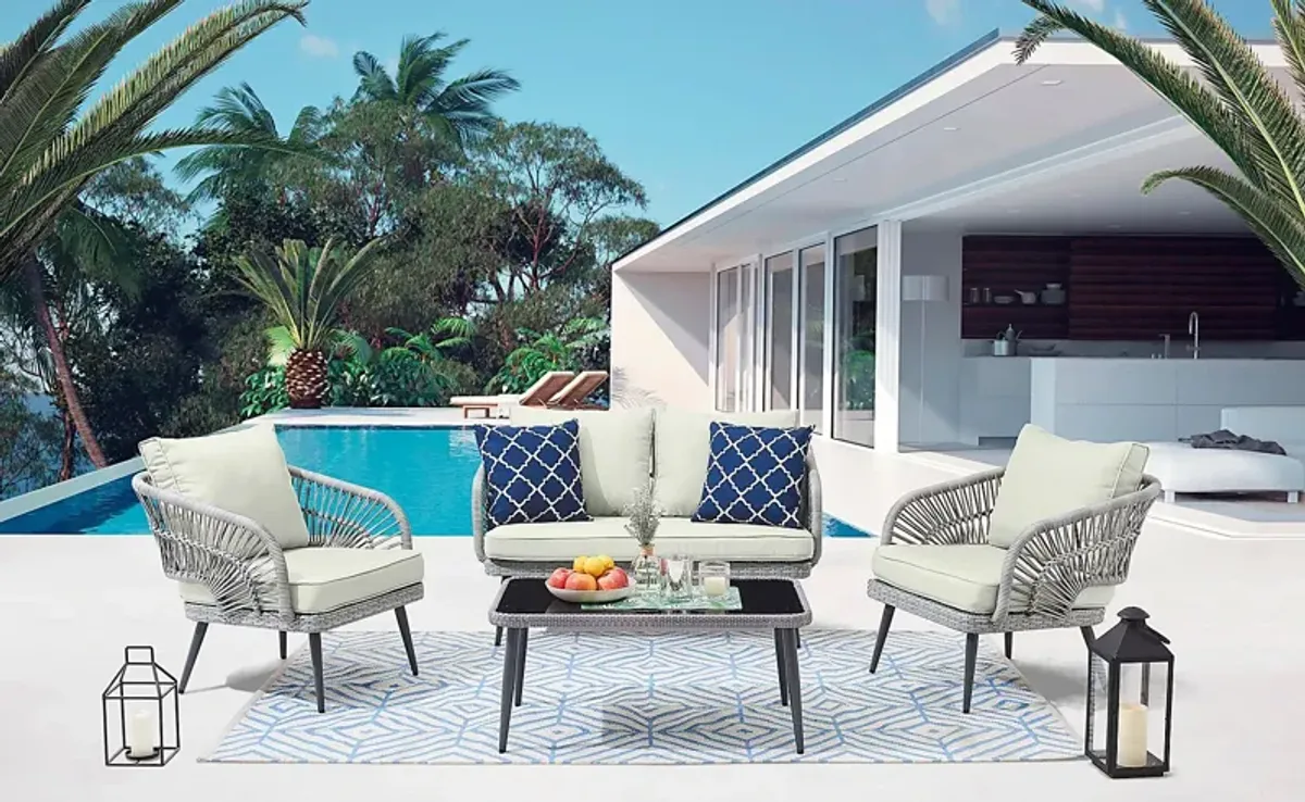 Outdoor Eashley Cream 4 Pc Conversation Set