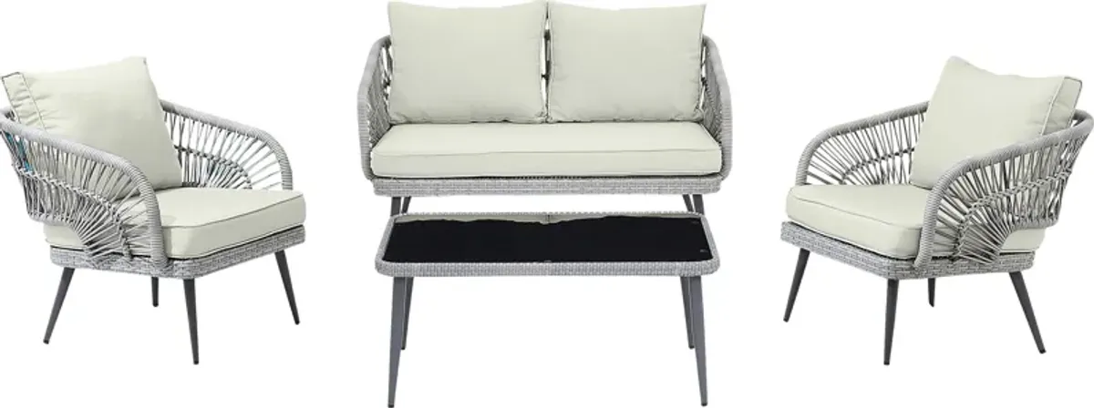 Outdoor Eashley Cream 4 Pc Conversation Set