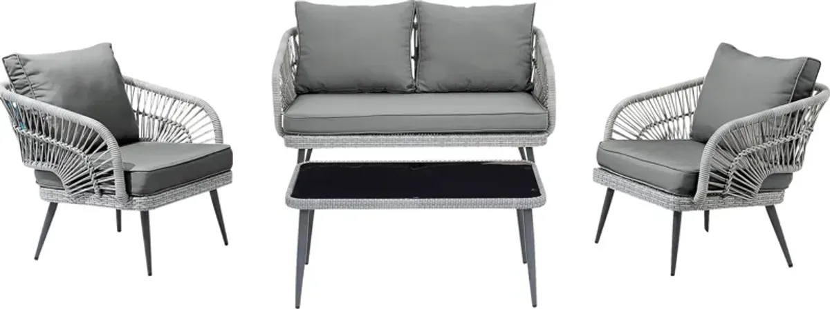 Outdoor Eashley Gray 4 Pc Conversation Set