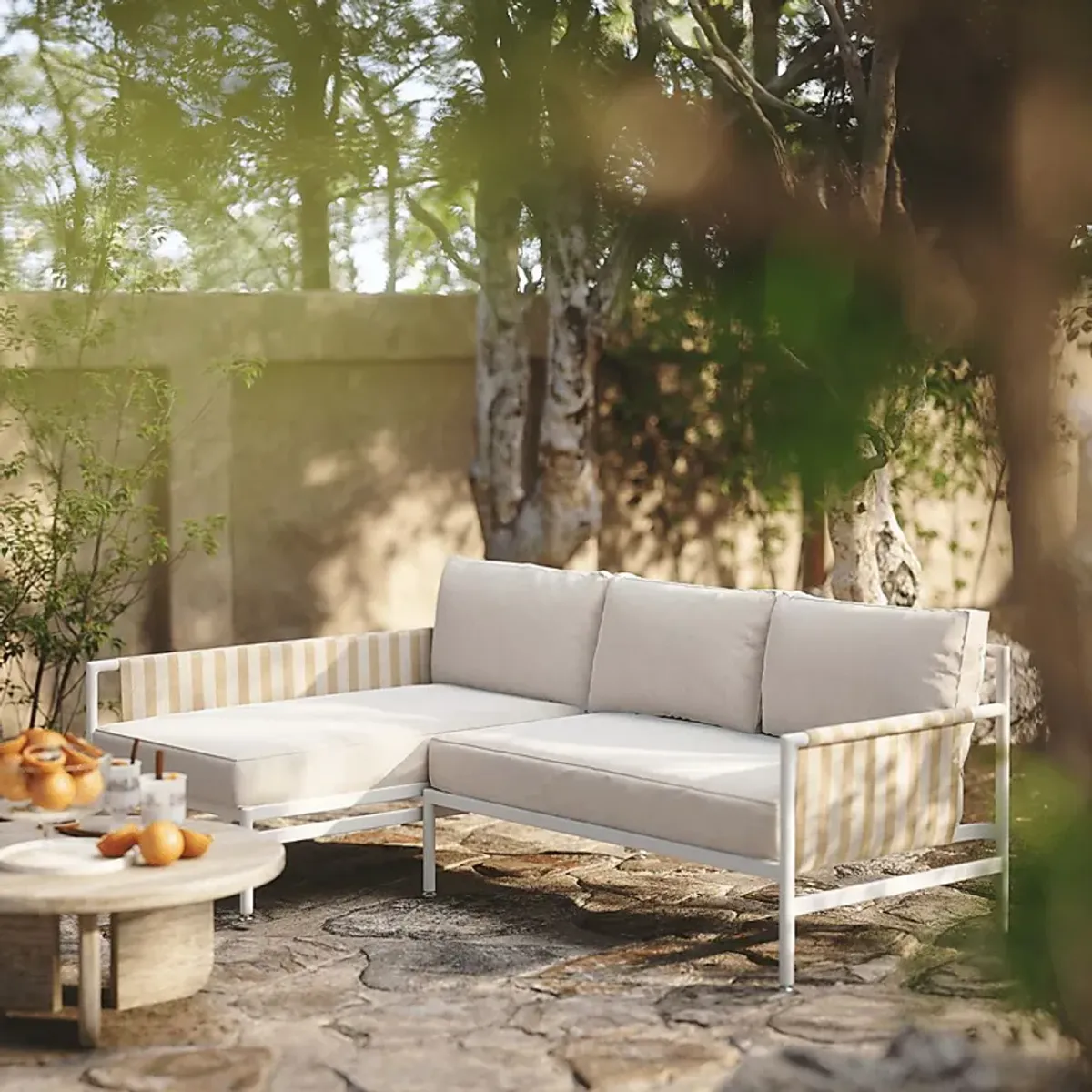 Outdoor Arboleda Cream 2 Pc Left Arm Chaise Sectional