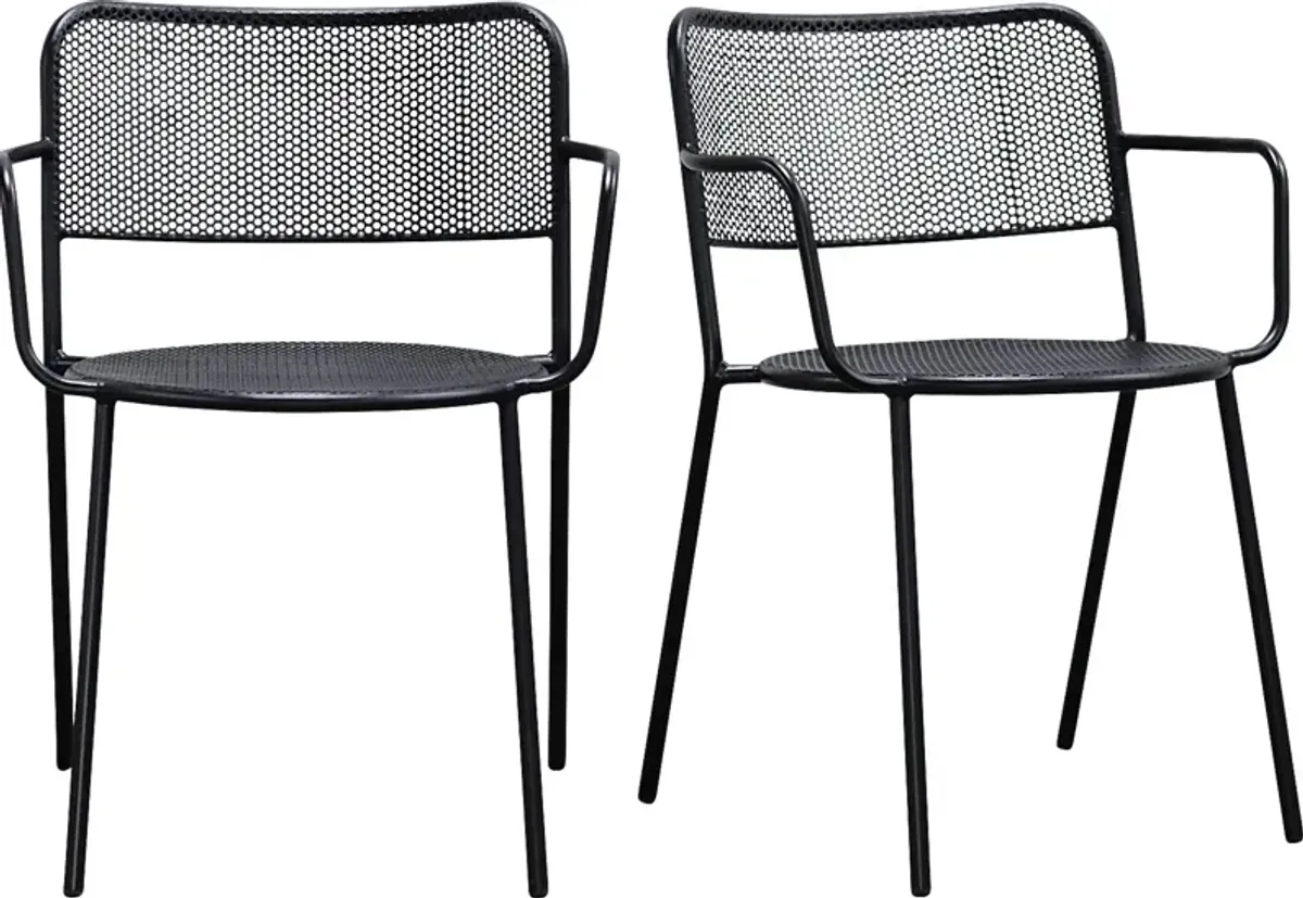 Outdoor Sherwoody Black Arm Chair, Set of 2