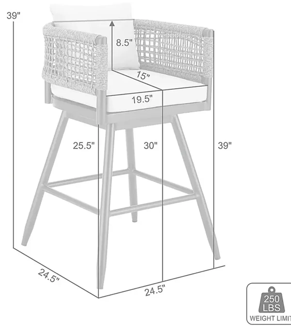 Outdoor Quarrylane Gray Barstool