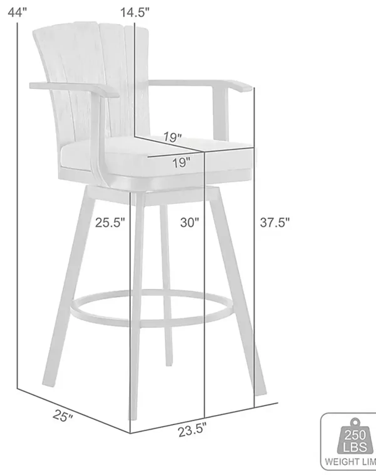 Outdoor Sallodge Charcoal Swivel Barstool