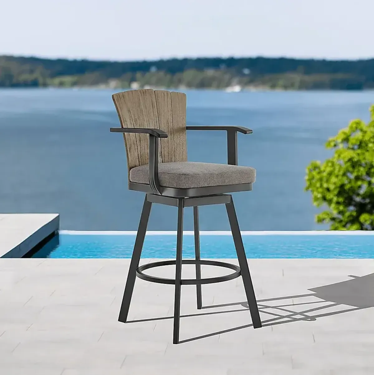 Outdoor Sallodge Charcoal Swivel Barstool