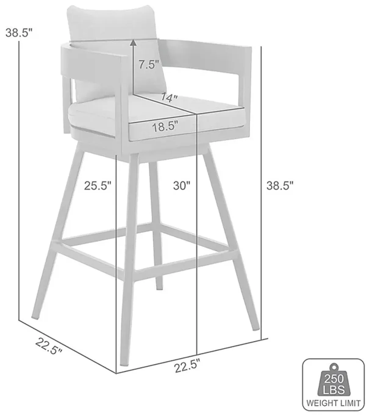 Outdoor Leeton Gray Swivel Barstool