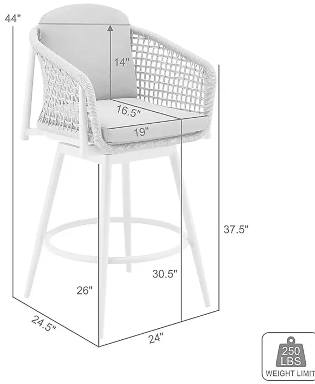 Outdoor Rowding Gray Swivel Barstool