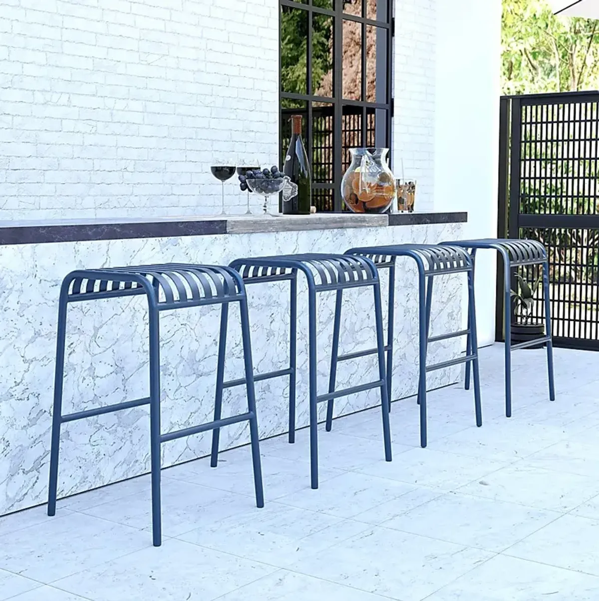 Outdoor Ischia Blue Barstool