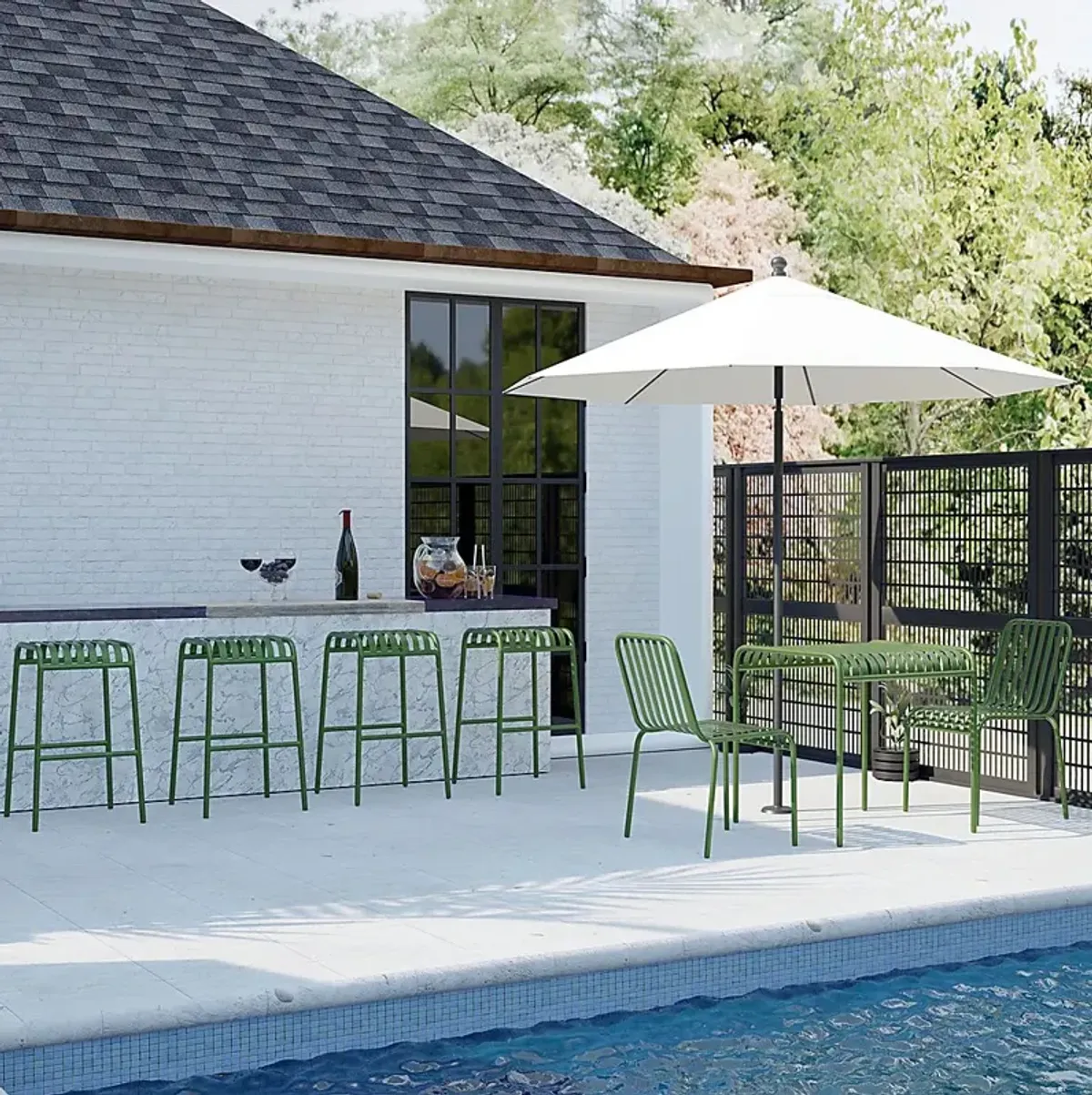 Outdoor Ischia Green Barstool