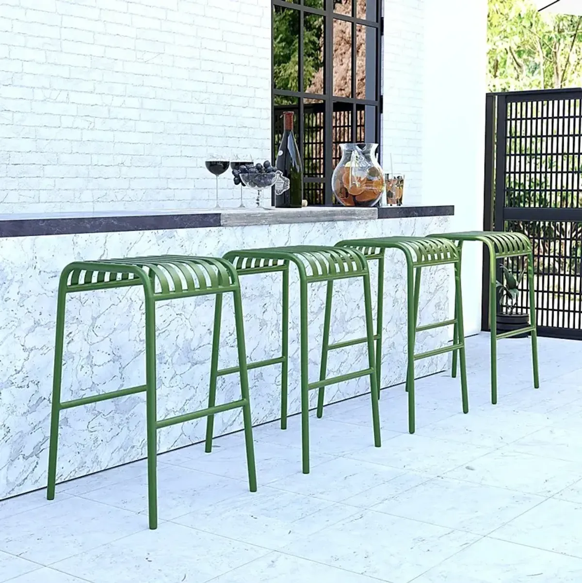 Outdoor Ischia Green Barstool