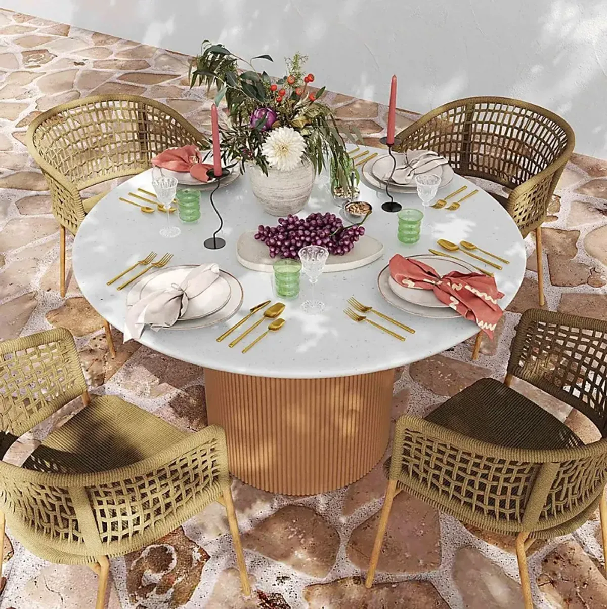 Outdoor Glyndora White Dining Table