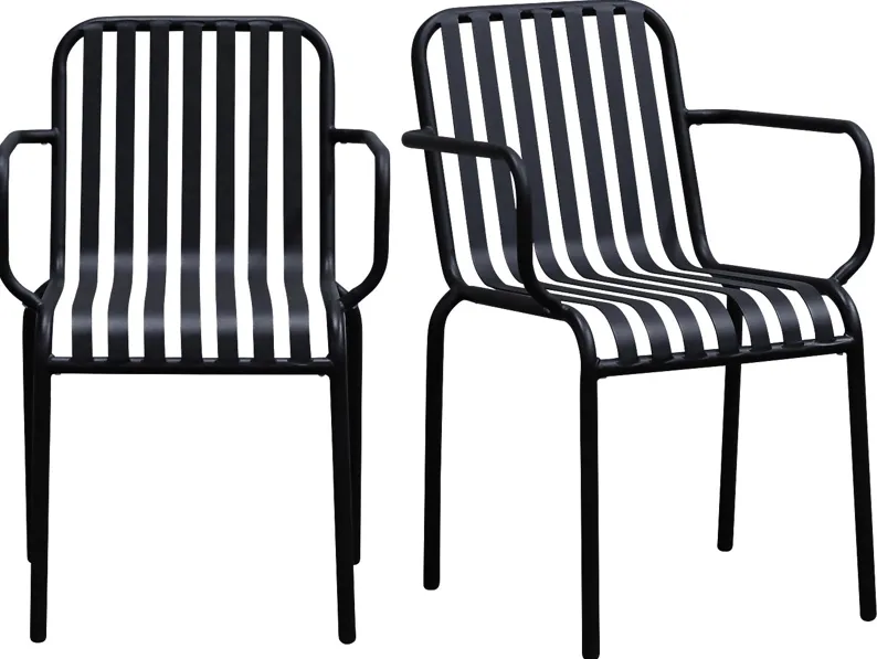 Outdoor Ischia II Black Arm Chair, Set of 2