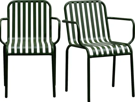 Outdoor Ischia II Green Arm Chair, Set of 2