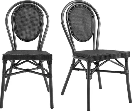 Outdoor Gately Black Dining Chair, Set of 2