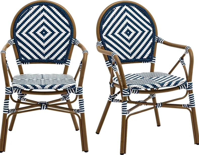 Outdoor Carriageton Blue Arm Chair, Set of 2