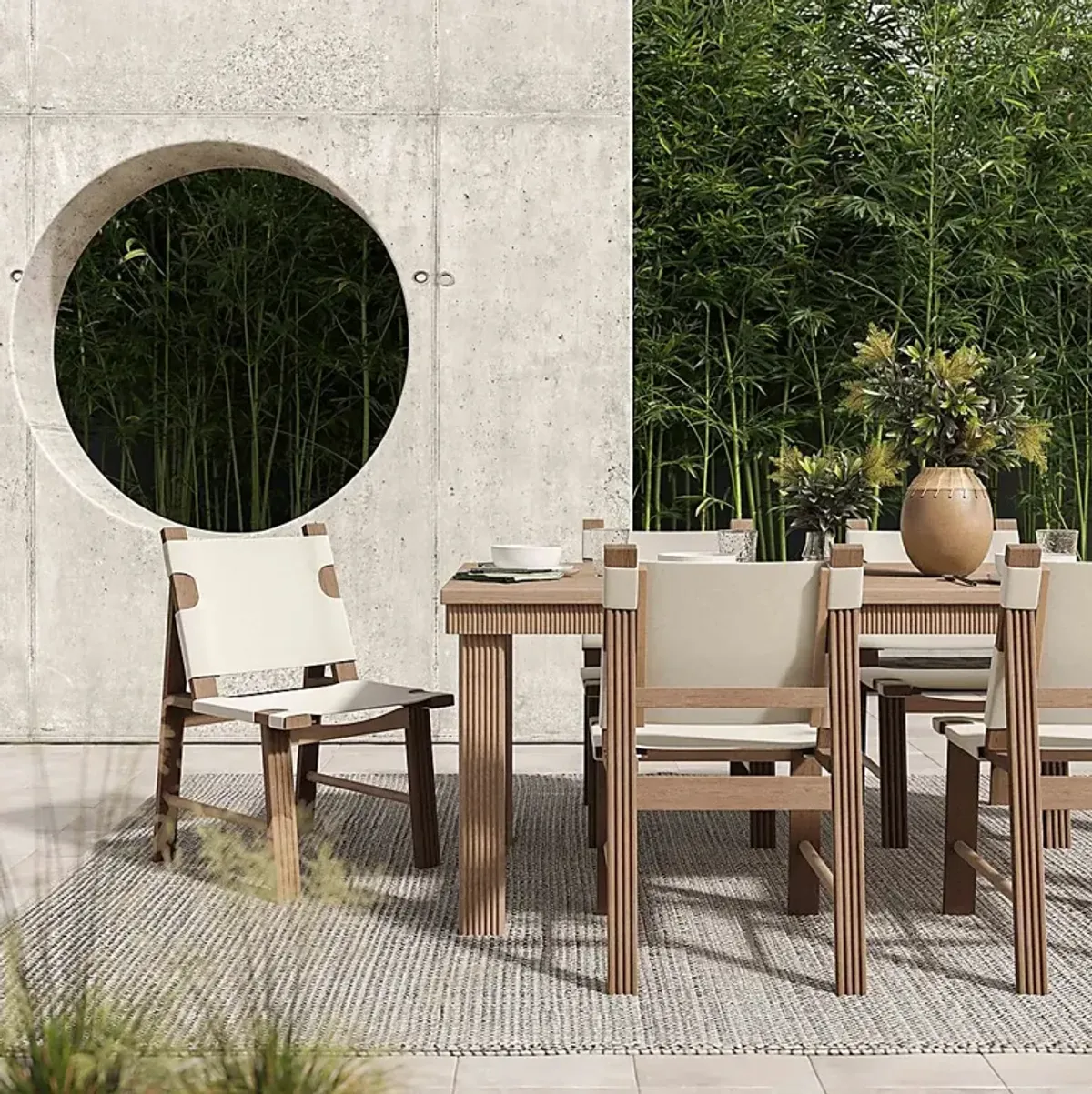 Outdoor Sodhi Brown 108 in. Dining Table