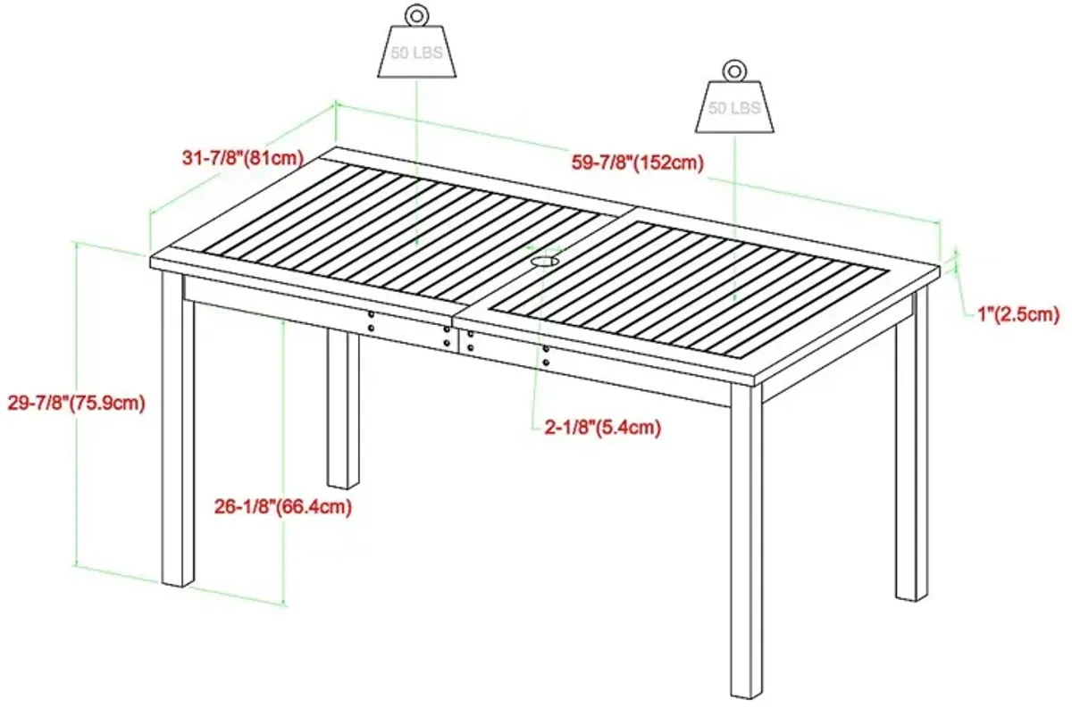 Skillman Dark Brown Outdoor Dining Table