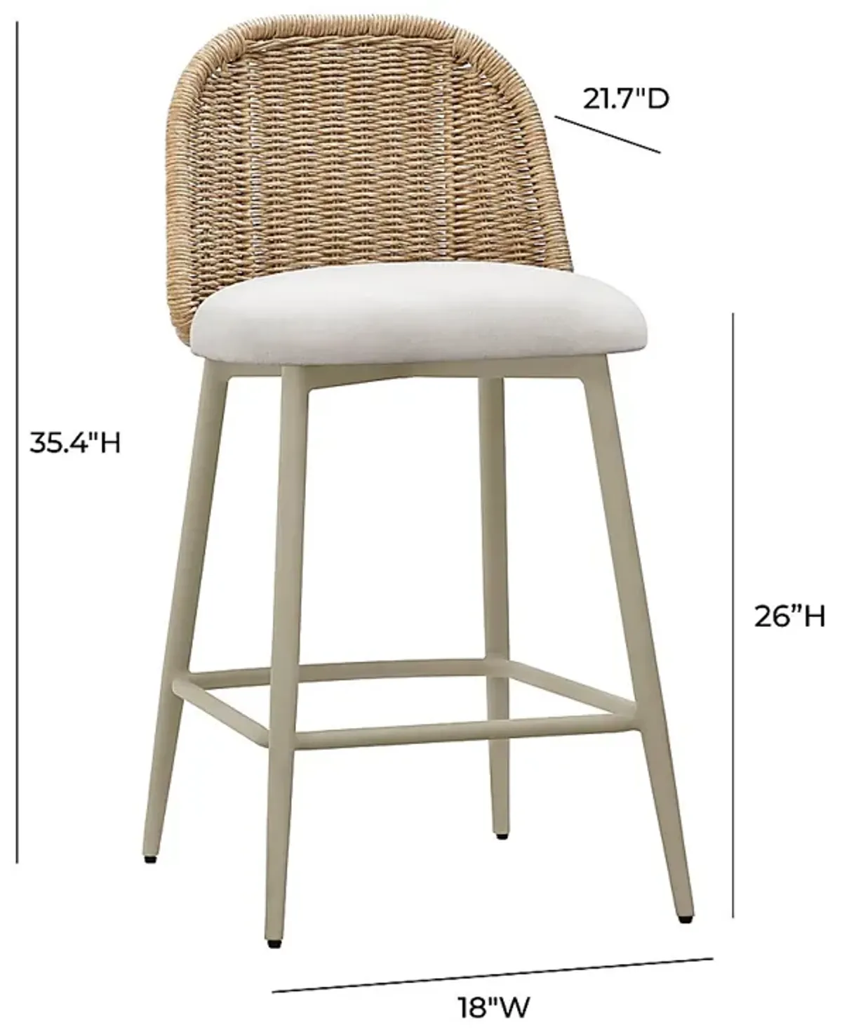 Outdoor Bresnahan Cream Counter Stool