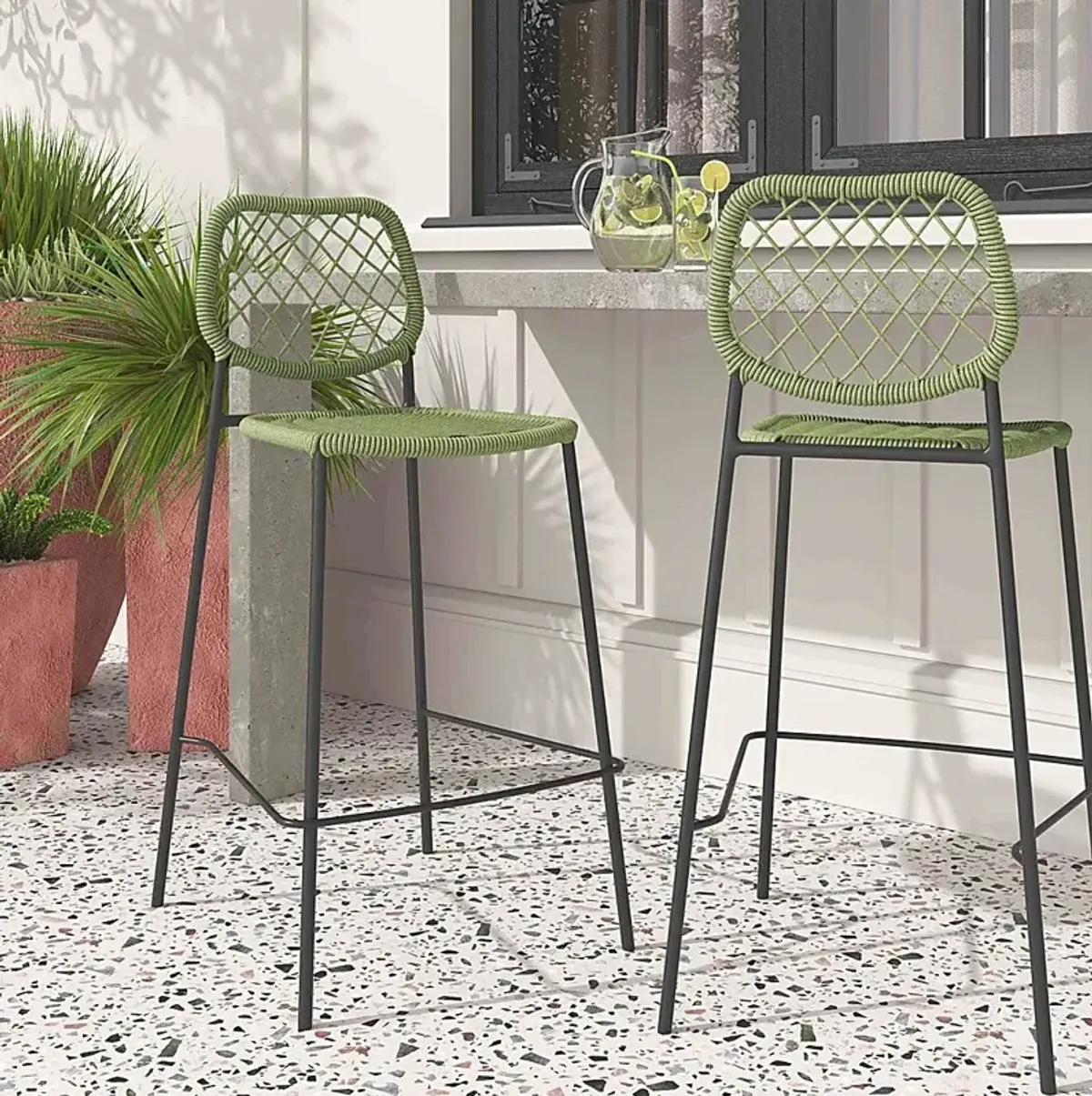 Outdoor Aquetong Green Counter Stool