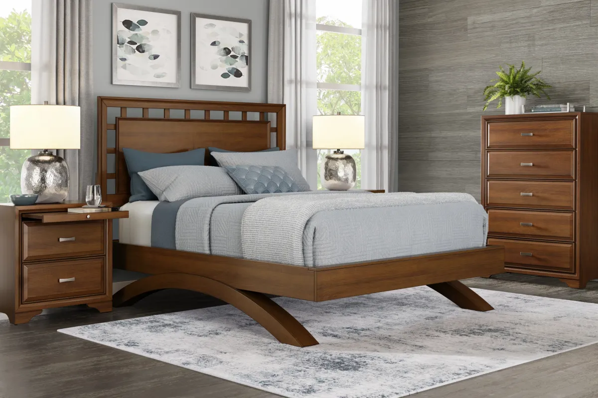 Small Spaces Belcourt Cherry 5 Pc King Lattice Arch Bedroom
