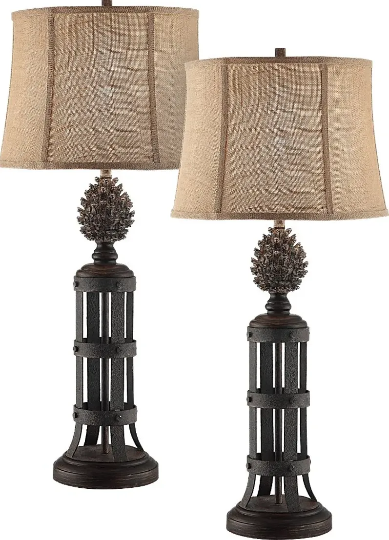 Scots Pine Brown Lamp, Set of 2