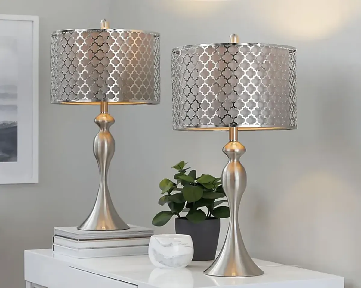 Cheryl Court Silver Lamp, Set of 2