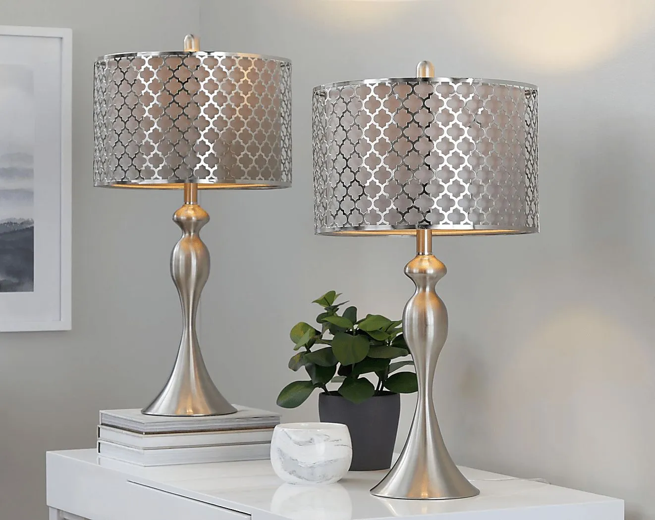 Cheryl Court Silver Lamp, Set of 2