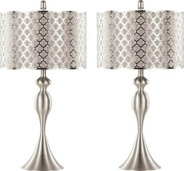 Cheryl Court Silver Table Lamps, Set of 2