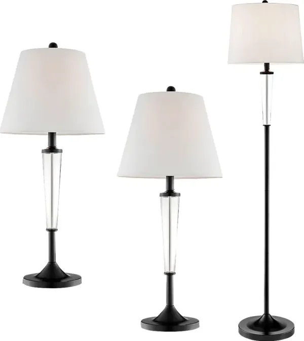Hiniscus Peak Black Table Lamps, Set of 3