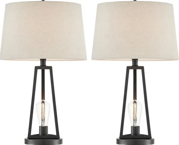 Calbria Shade Black Table Lamps, Set of 2