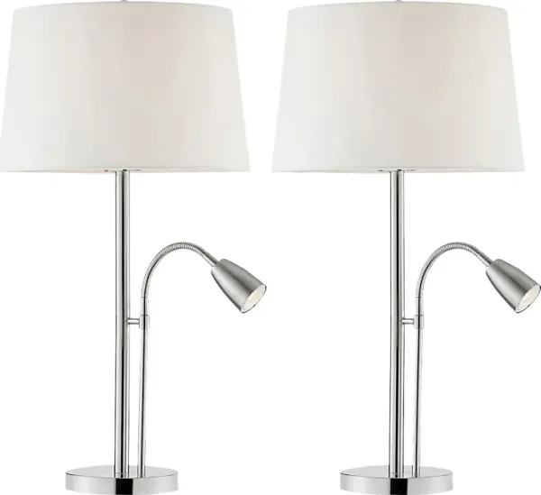 Bargello Farm Nickel Table Lamps, Set of 2