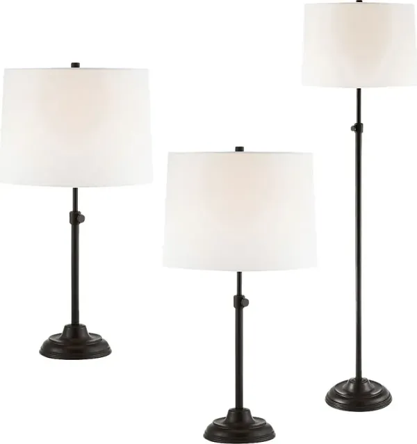 Linder Trail Bronze Table Lamps, Set of 3