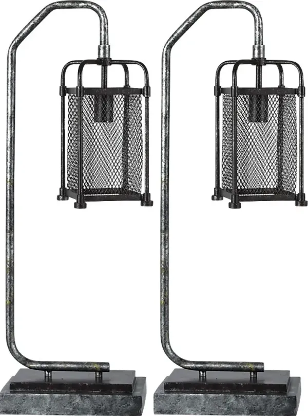 Northshore Court Pewter Table Lamps, Set of 2