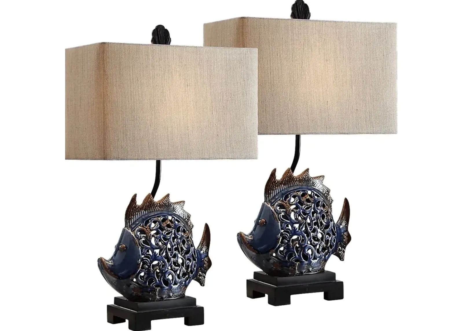 Seacombe Blue Lamp, Set of 2