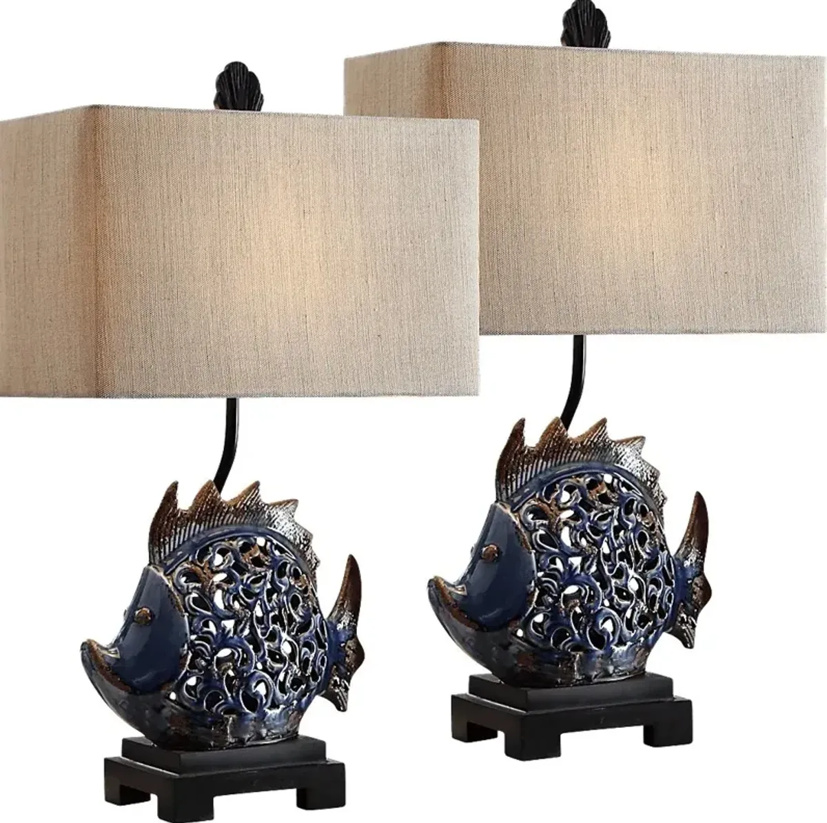 Seacombe Blue Lamp, Set of 2