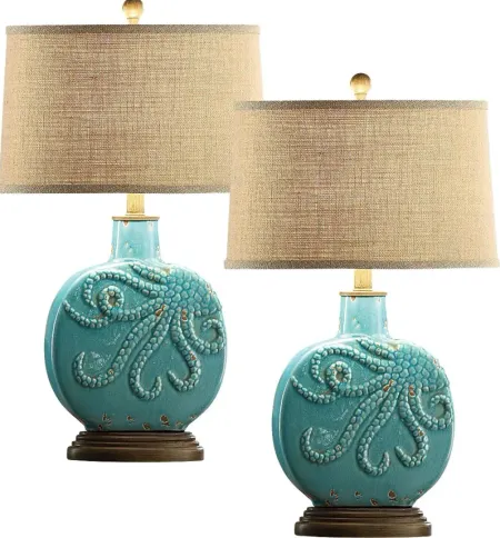 Bolton Spring Blue Set of 2 Lamps