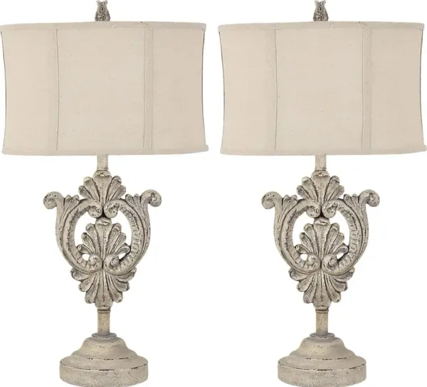 Watt Bend Cream Table Lamps, Set of 2