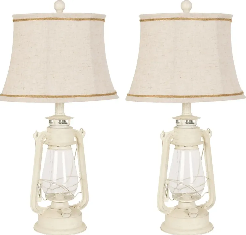 Abanico Court White Lamp, Set of 2