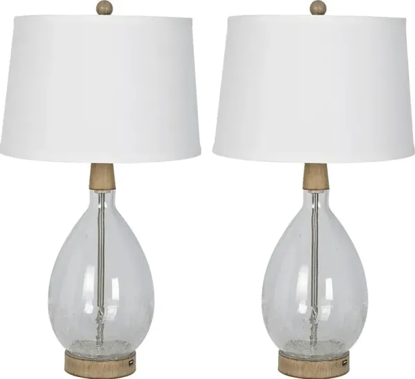 Borrada Bay Clear Table Lamps, Set of 2