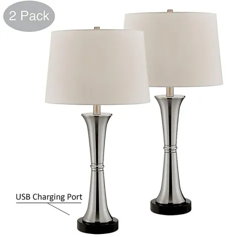 Fieldcrest Point Nickel Lamps, Set of Two