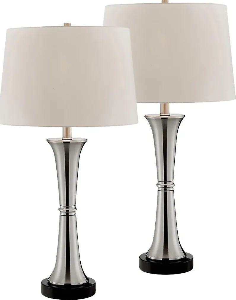 Fieldcrest Point Nickel Lamps, Set of Two