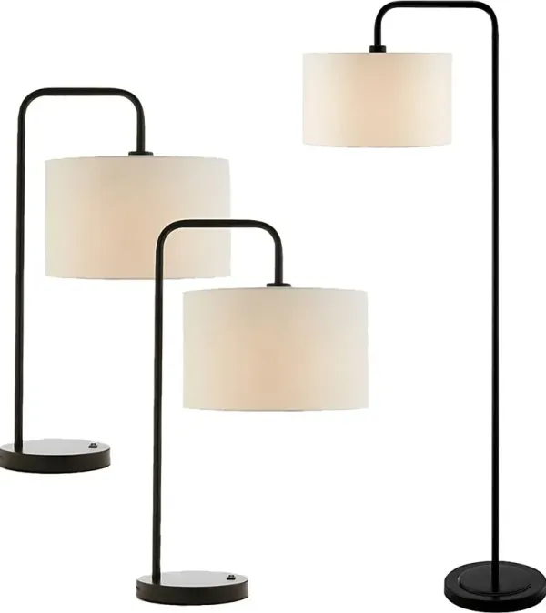 Olmstead Cove Black Table Lamps, Set of 3