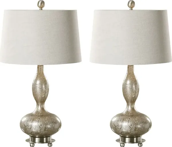 Kara Hollow Nickel Table Lamps, Set of 2