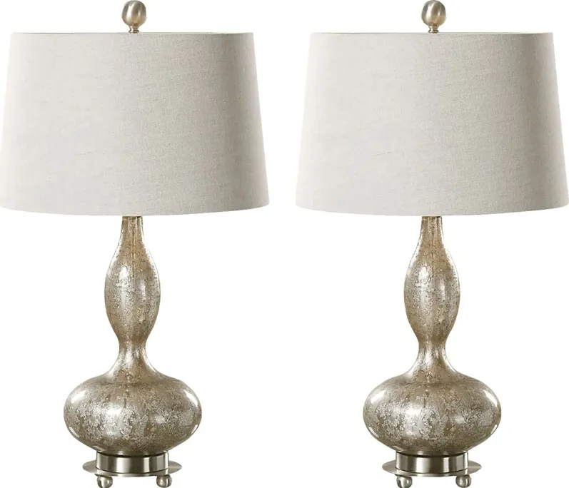 Kara Hollow Nickel Lamp, Set of 2