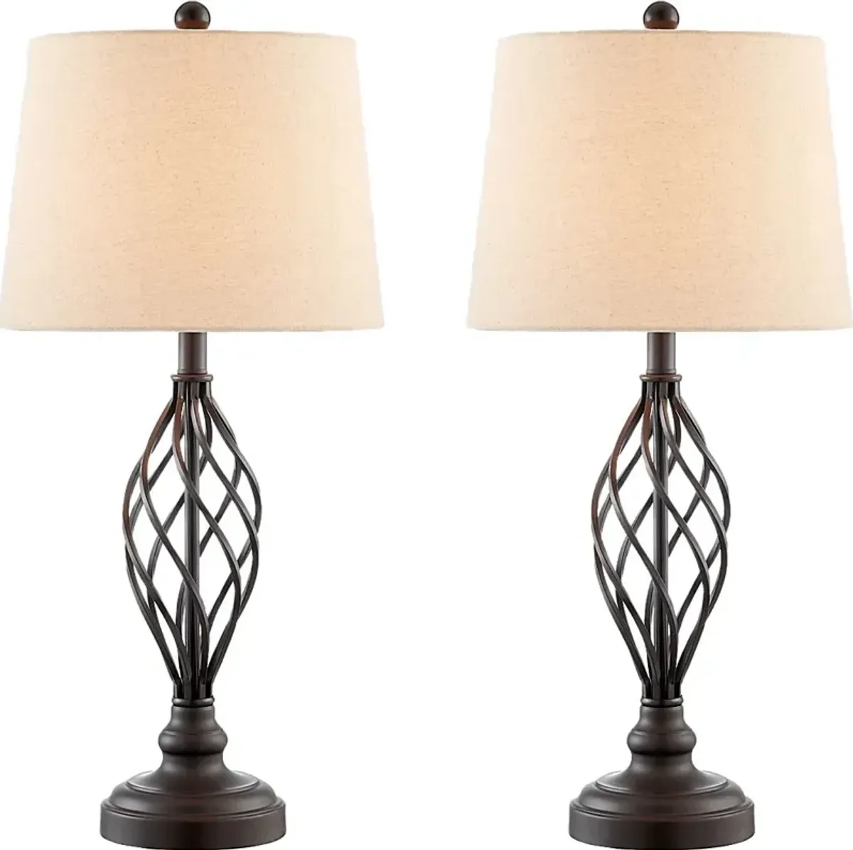 Caron Shade Bronze Lamp, Set of 2