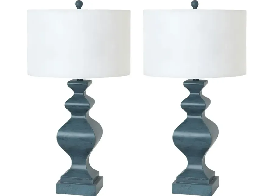 Noakes Bay Blue Lamp, Set of 2