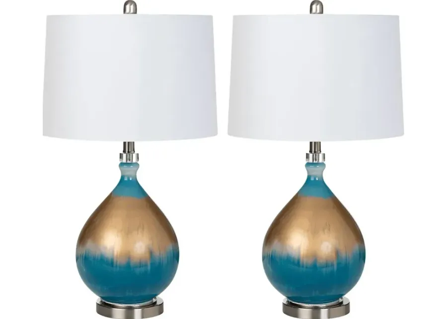 Marbella Creek Blue Lamp, Set of 2