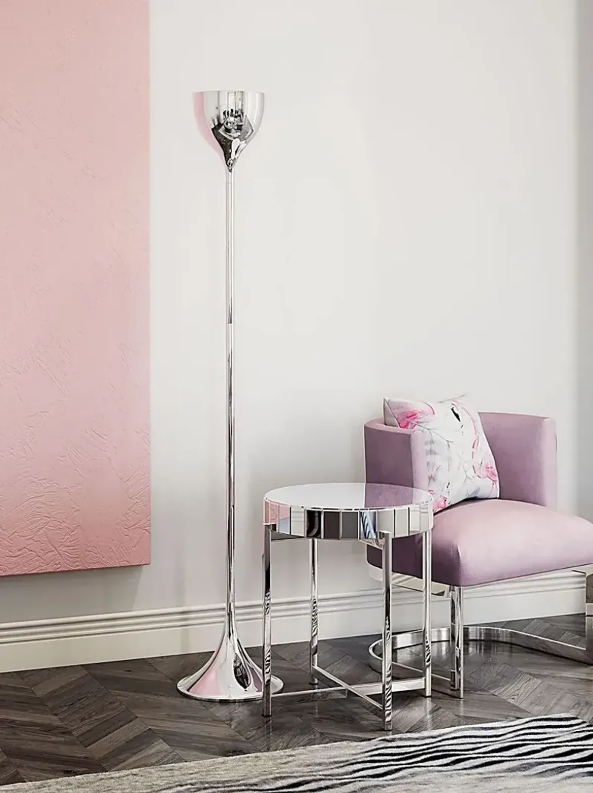 Flamingo Wave Chrome Floor Lamp